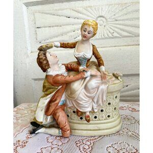 Vintage 1950s Lenwile Ardalt Victorian Couple Bisque/Porcelain Figurine Lamp